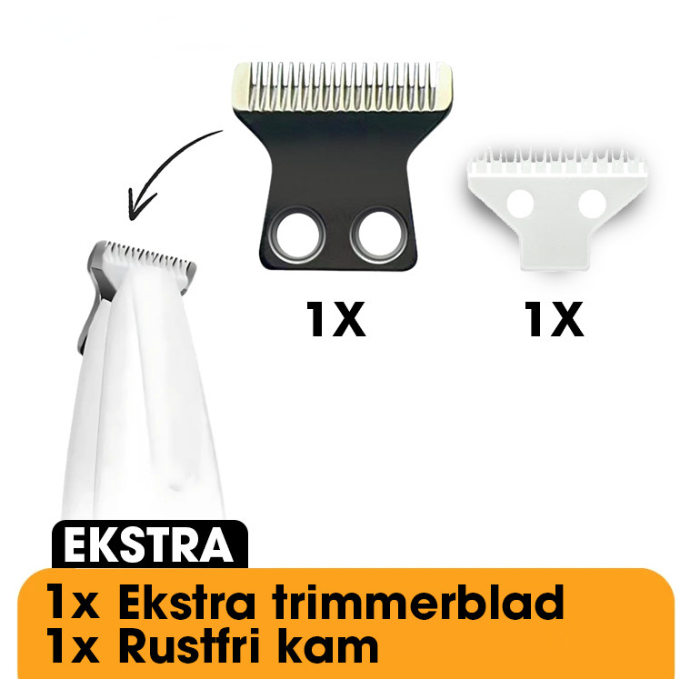 Ekstra trimmerblad &amp; Rustfri kam – Perfecte tilegg voor TrimBuddy™ 